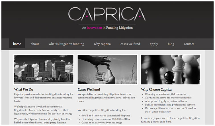 Front page image of the Caprica website